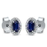 Ohrstecker 18 kt WG, 36 Brill. 0,10 ct, TW-si, 2 Saphire 0,63 ct blau