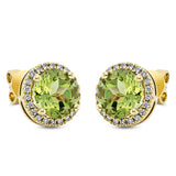 Ohrstecker 18 kt GG, 44 Brill. 0,20 ct, TW-si, 2 Peridot 3,20 ct grün