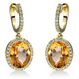 Ohrschmuck 18 kt GG, 72 Brill. 0,32 ct, TW-si, 2 Citrin 6,20 ct gelb