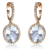 Ohrschmuck 18 kt RG, 72 Brill. 0,32 ct, TW-si, 2 Amethyste 6,20 ct grün