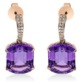 Ohrschmuck 18 kt RG, 38 Brill. 0,19 ct, TW-si, 2 Amethyste 15,40 ct lila