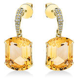 Ohrschmuck 18 kt GG, 38 Brill. 0,18 ct, TW-si, 2 Citrin 15,20 ct gelb