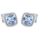 Ohrstecker 18 kt WG, 48 Brill. 0,16 ct, TW-si, 2 Topase 4,20 ct sky blue