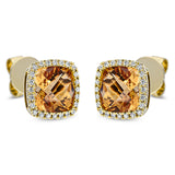 Ohrstecker 18 kt GG, 48 Brill. 0,15 ct, TW-si, 2 Citrin 2,80 ct gelb
