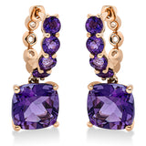 Ohrschmuck 18 kt RG, 2 Amethyste 4,40 ct lila, 8 Amethyste 0,90 ct lila