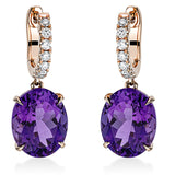 Ohrschmuck 18 kt RG, 14 Brill. 0,27 ct, TW-si, 2 Amethyste 7,00 ct lila