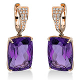 Ohrschmuck 18 kt RG, 34 Brill. 0,17 ct, TW-si, 2 Amethyste 14,00 ct lila