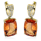 Ohrschmuck 18 kt GG, 34 Brill. 0,17 ct, TW-si, 2 Citrin 11,70 ct mandarin