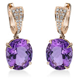Ohrschmuck 18 kt RG, 34 Brill. 0,17 ct, TW-si, 2 Amethyste 8,80 ct lila