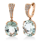 Ohrschmuck 18 kt RG, 34 Brill. 0,17 ct, TW-si, 2 Amethyste 10,30 ct grün