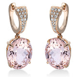Ohrschmuck 18 kt RG, 34 Brill. 0,17 ct, TW-si, 2 Morganit 9,80 ct pink