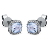 Ohrstecker 18 kt WG, 40 Brill. 0,11 ct, TW-si, 2 Topase 1,45 ct sky blue