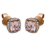 Ohrstecker 18 kt RG, 40 Brill. 0,11 ct, TW-si, 2 Morganit 1,02 ct pink