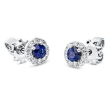 Ohrstecker 18 kt WG, 20 Brill. 0,14 ct, TW-si, 2 Saphire 0,29 ct blau