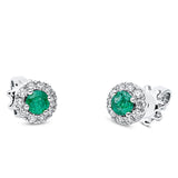 Ohrstecker 18 kt WG, 20 Brill. 0,14 ct, TW-si, 2 Smaragde 0,23 ct grün