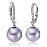 Ohrschmuck 18 kt WG, 22 Brill. 0,16 ct, W-si, 2 TA silbergrau 8,5 mm