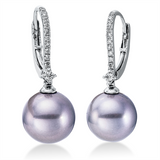 Ohrschmuck 18 kt WG, 22 Brill. 0,16 ct, W-si, 2 TA silbergrau 8,5 mm