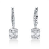 Ohrschmuck 18 kt WG, 18 Brill. 0,09 ct, TW-si, 18 Bag. 0,43 ct, TW-si, 16 Brill. 0,25 ct, TW-si