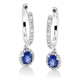 Ohrschmuck 18 kt WG, 56 Brill. 0,28 ct, TW-si, 2 Saphire 0,59 ct blau