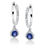 Ohrschmuck 18 kt WG, 52 Brill. 0,27 ct, TW-si, 2 Saphire 0,49 ct blau