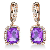 Ohrschmuck 18 kt RG, 92 Brill. 0,33 ct, TW-si, 2 Amethyste 4,20 ct lila