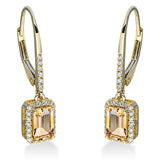 Ohrschmuck 18 kt GG, 52 Brill. 0,15 ct, TW-si, 2 Citrin 0,87 ct gelb