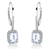 Ohrschmuck 18 kt WG, 52 Brill. 0,15 ct, TW-si, 2 Topase 1,24 ct sky blue