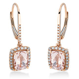 Ohrschmuck 18 kt RG, 80 Brill. 0,39 ct, TW-si, 2 Morganit 2,09 ct pink