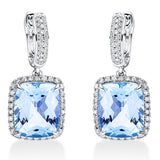 Ohrschmuck 18 kt WG, 116 Brill. 0,51 ct, TW-si, 2 Topase 11,00 ct sky blue