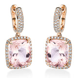 Ohrschmuck 18 kt RG, 116 Brill. 0,51 ct, TW-si, 2 Morganit 8,20 ct pink