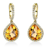 Ohrschmuck 18 kt GG, 76 Brill. 0,28 ct, TW-si, 2 Citrin 6,80 ct gelb
