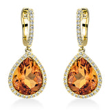 Ohrschmuck 18 kt GG, 76 Brill. 0,28 ct, TW-si, 2 Citrin 5,60 ct mandarin