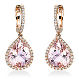 Ohrschmuck 18 kt RG, 76 Brill. 0,28 ct, TW-si, 2 Morganit 6,60 ct pink