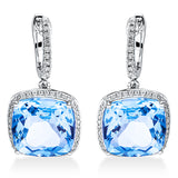 Ohrschmuck 18 kt WG, 98 Brill. 0,36 ct, TW-si, 2 Topase 15,10 ct sky blue
