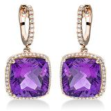 Ohrschmuck 18 kt RG, 98 Brill. 0,36 ct, TW-si, 2 Amethyste 11,40 ct lila