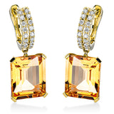 Ohrschmuck 18 kt GG, 32 Brill. 0,26 ct, TW-si, 2 Citrin 9,10 ct gelb