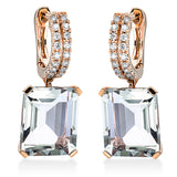 Ohrschmuck 18 kt RG, 32 Brill. 0,26 ct, TW-si, 2 Amethyste 9,40 ct grün