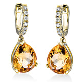 Ohrschmuck 18 kt GG, 14 Brill. 0,22 ct, TW-si, 2 Citrin 6,20 ct gelb
