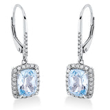 Ohrschmuck 18 kt WG, 80 Brill. 0,40 ct, TW-si, 2 Topase 3,44 ct blau