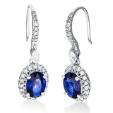 Ohrhänger 18 kt WG, 2 Nav. 0,14 ct, TW-si, 52 Brill. 0,37 ct, TW-si, 2 Saphire 1,78 ct blau