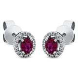Ohrstecker 18 kt WG, 28 Brill. 0,08 ct, TW-pi, 2 Rubine 0,38 ct rot