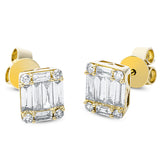 Ohrstecker 18 kt GG, 4 Bag. 0,10 ct, TW-vsi/si, 8 Bag. 0,41 ct, TW-vsi/si, 8 Brill. 0,12 ct, TW-si