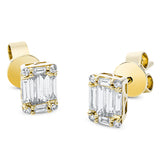 Ohrstecker 18 kt GG, 12 Bag. 0,34 ct, TW-vsi/si, 8 Brill. 0,06 ct, TW-si