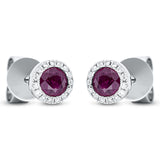 Ohrstecker 18 kt WG, 30 Brill. 0,08 ct, TW-si, 2 Rubine 0,40 ct rot