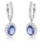 Ohrschmuck 18 kt WG, 46 Brill. 0,49 ct, TW-si, 2 Saphire 1,65 ct blau