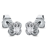 Ohrstecker 18 kt WG, 4 Bag. 0,09 ct, TW-si, 32 Brill. 0,08 ct, TW-si