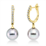 Ohrschmuck 18 kt GG, 18 Brill. 0,24 ct, TW-si, 2 TA grau 8,5 mm