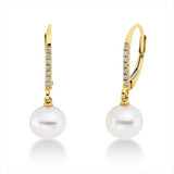 Ohrschmuck 18 kt GG, 14 Brill. 0,09 ct, TW-si2, 2 SW weiß 7,5 mm