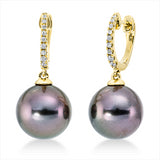 Ohrschmuck 18 kt GG, 18 Brill. 0,11 ct, TW-si, 2 TA dunkel 10,5 mm