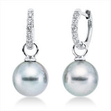 Ohrschmuck 18 kt WG, 12 Brill. 0,23 ct, TW-si, 2 TA silbergrau 9 mm